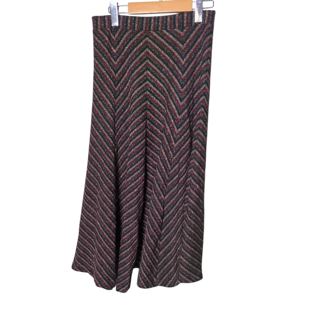Anthropologie Maeve Women's Size‎ S Chevron Metallic Shine Skirt